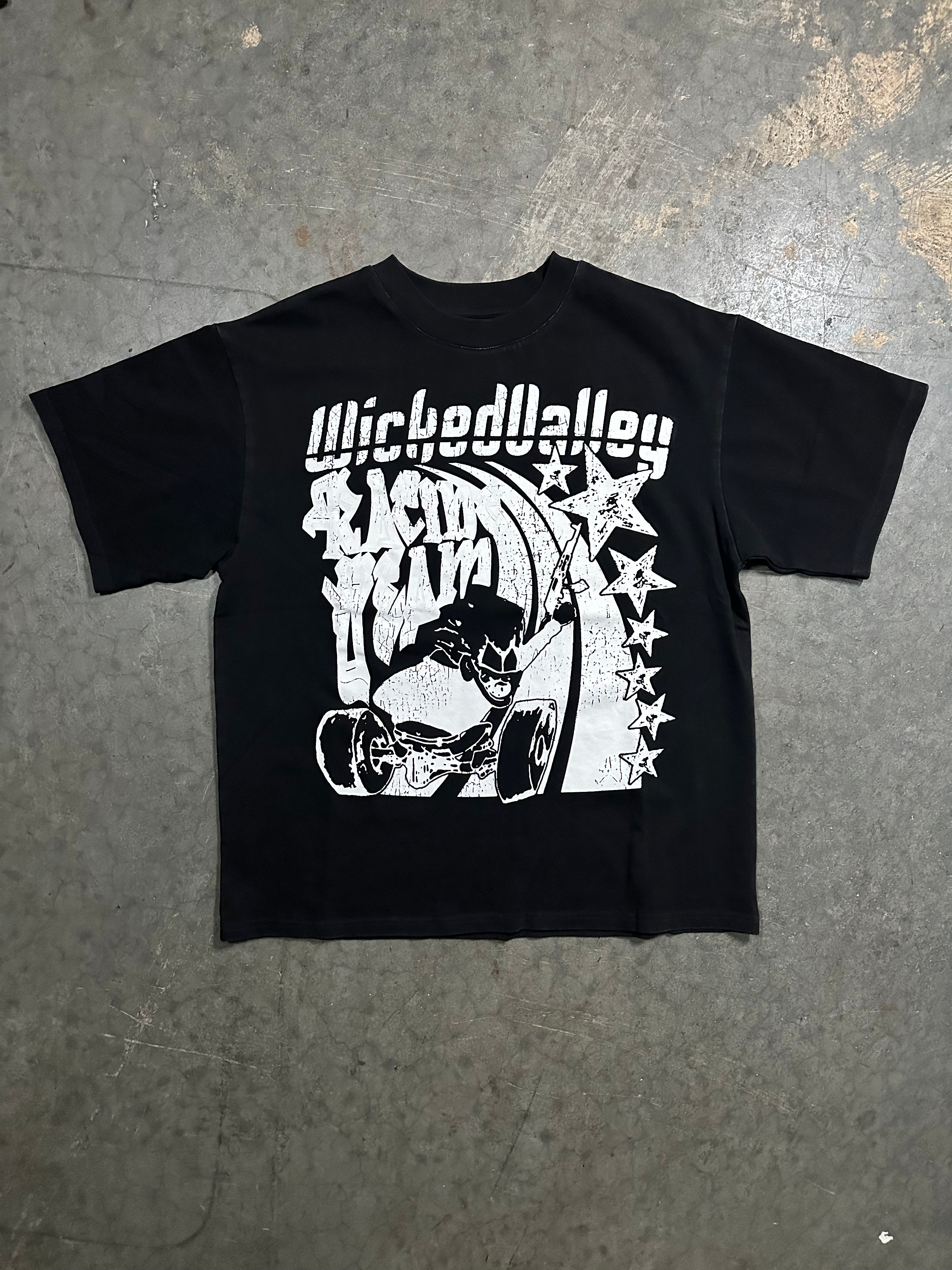 BLACK RACING TEE – WICKED VALLEY USA