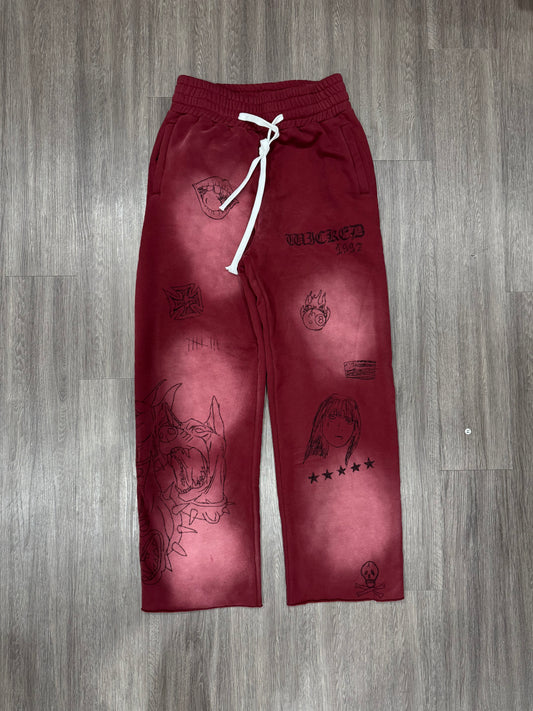 Burgundy Sketch Sweats (SAMPLE #1)
