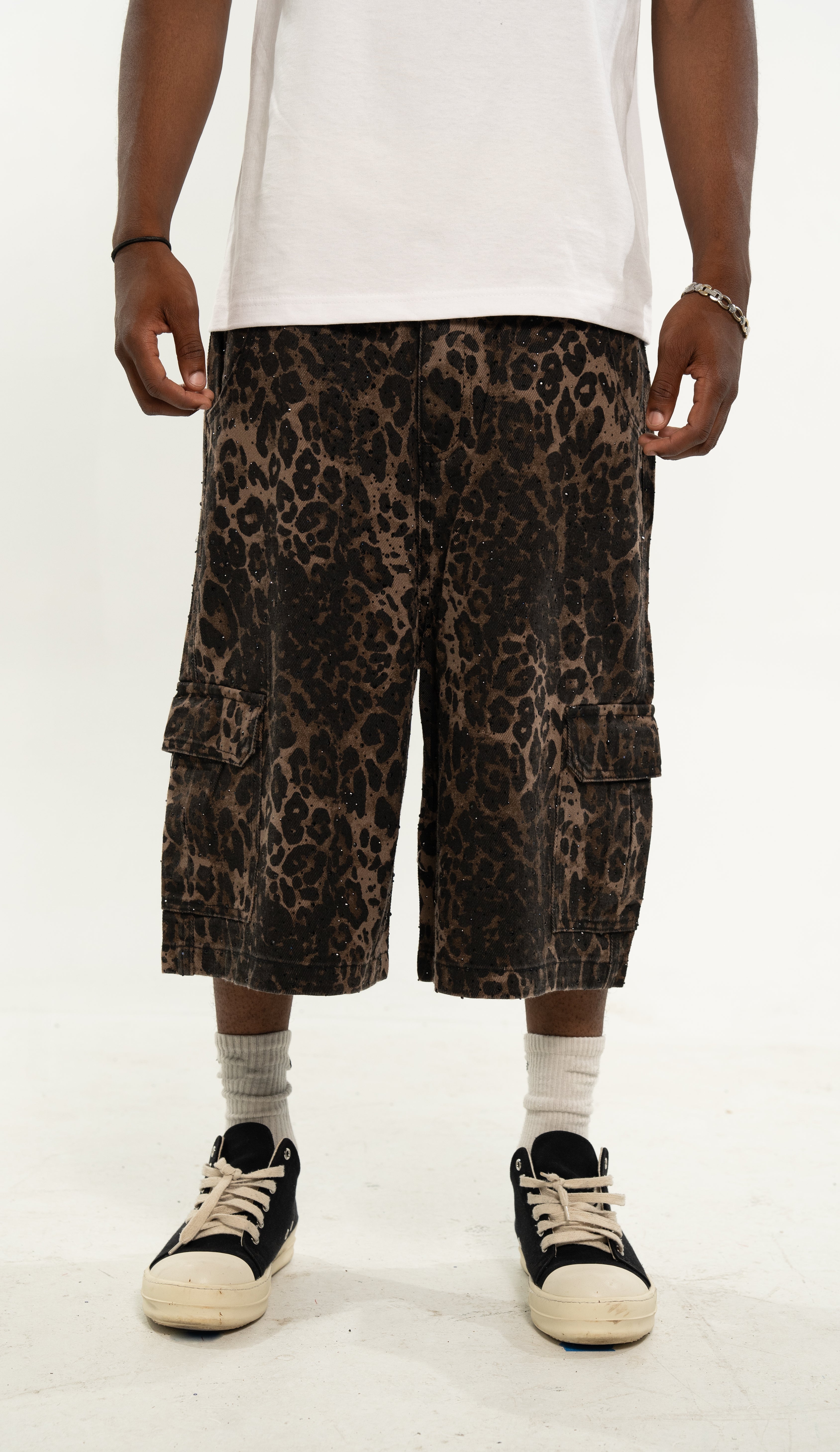 Rhinestone Leopard Long Jorts – WICKED VALLEY USA
