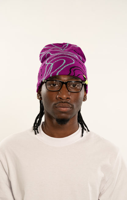 PURPLE MAP BEANIE